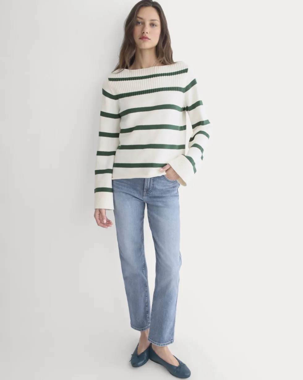 Striped Boatneck Sweater in Everyday Cotton