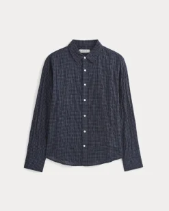 Textured Voile Button-Up Shirt