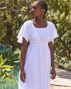 The Flutter-Sleeve Dress in Stretch Linen