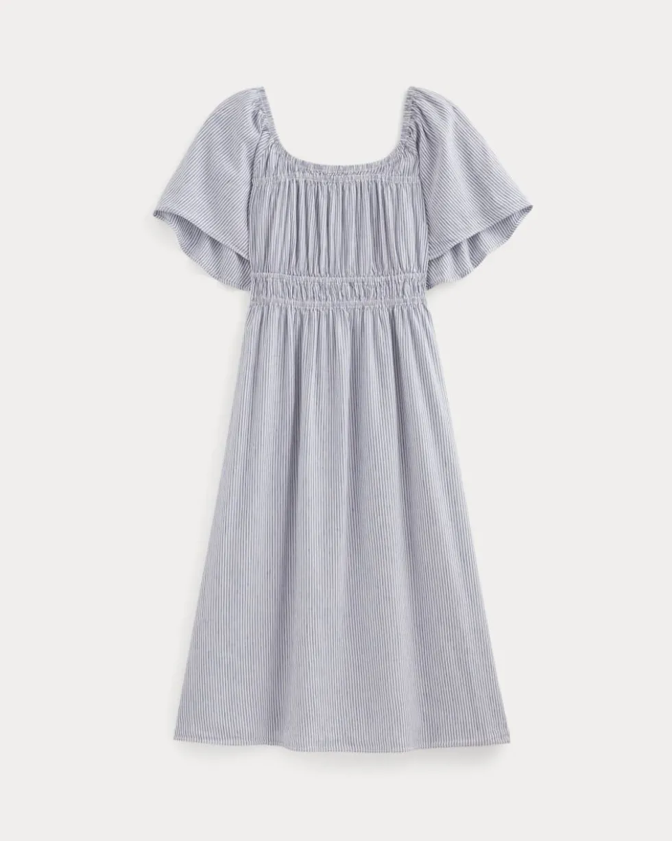 The Flutter-Sleeve Dress in Stretch Linen