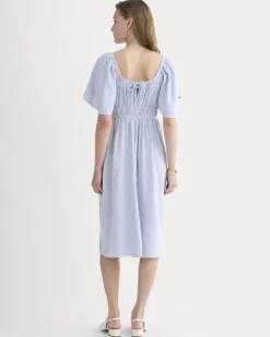 The Flutter-Sleeve Dress in Stretch Linen