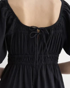 The Flutter-Sleeve Dress in Stretch Linen