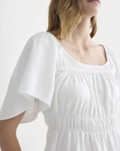 The Flutter-Sleeve Top in Stretch Linen