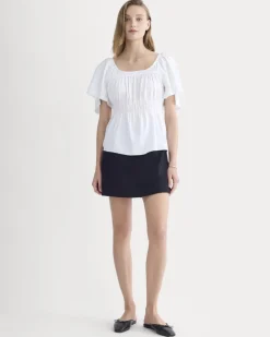 The Flutter-Sleeve Top in Stretch Linen