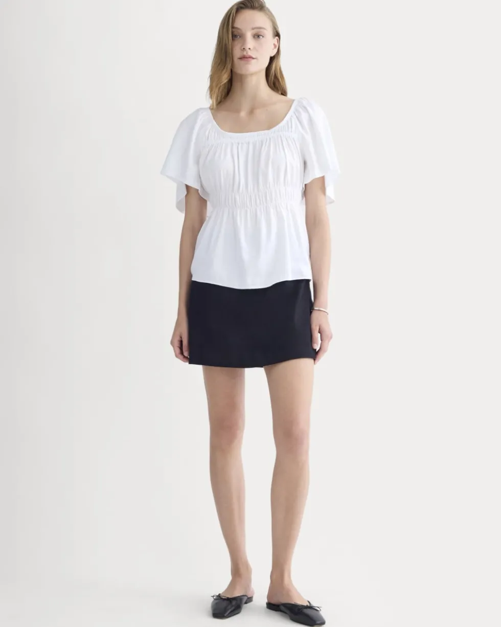 The Flutter-Sleeve Top in Stretch Linen