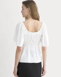 The Flutter-Sleeve Top in Stretch Linen