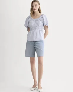 The Flutter-Sleeve Top in Stretch Linen