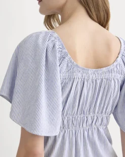 The Flutter-Sleeve Top in Stretch Linen