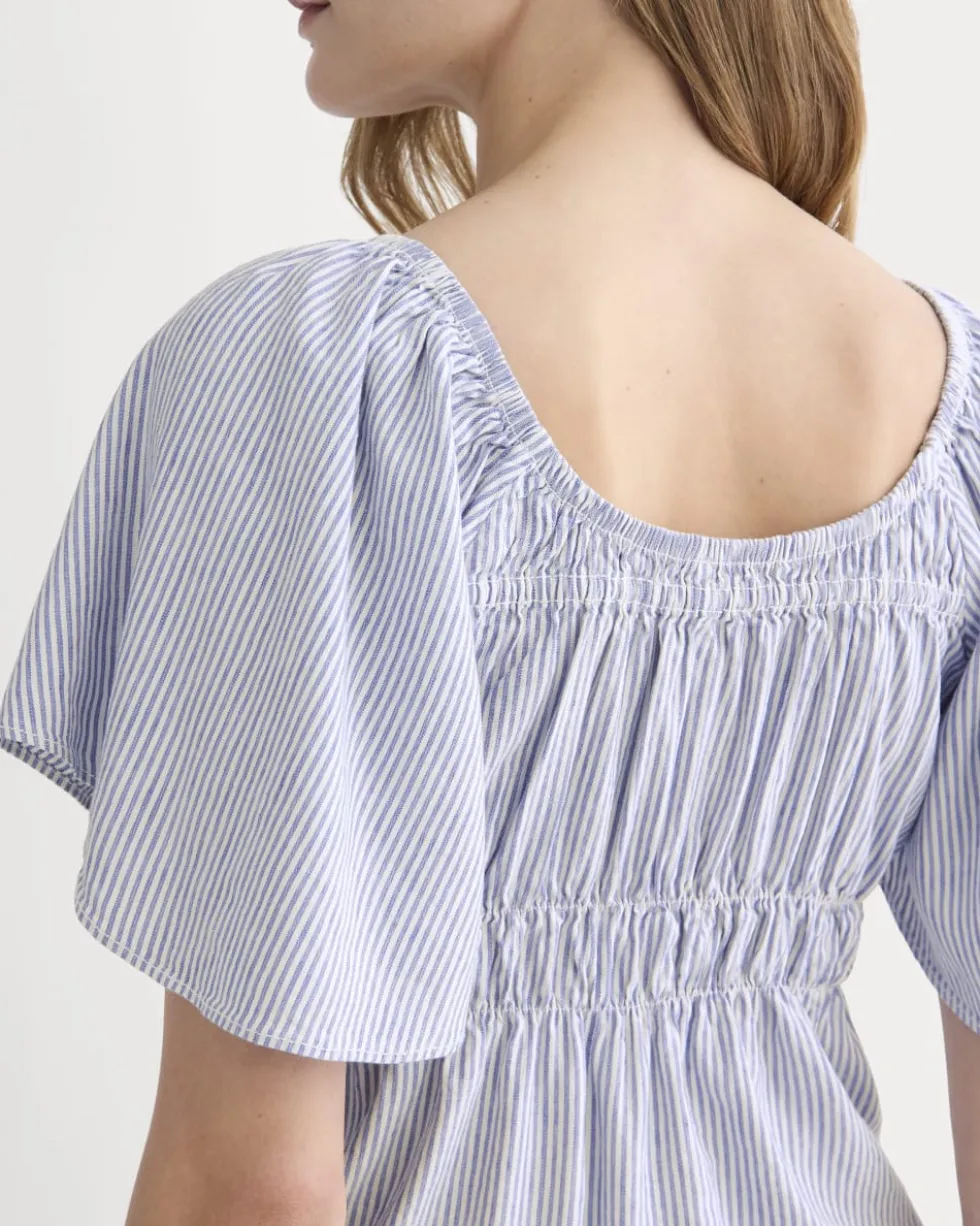 The Flutter-Sleeve Top in Stretch Linen