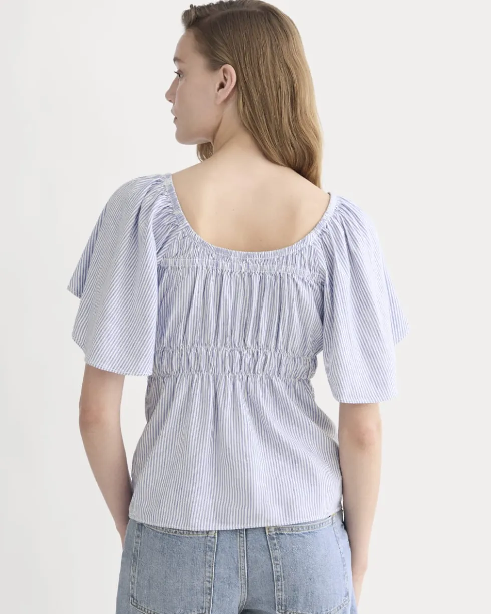 The Flutter-Sleeve Top in Stretch Linen