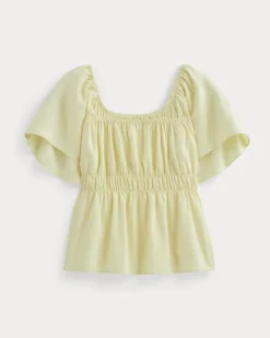 The Flutter-Sleeve Top in Stretch Linen