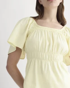 The Flutter-Sleeve Top in Stretch Linen