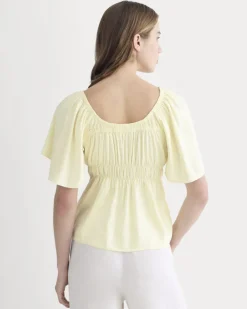 The Flutter-Sleeve Top in Stretch Linen