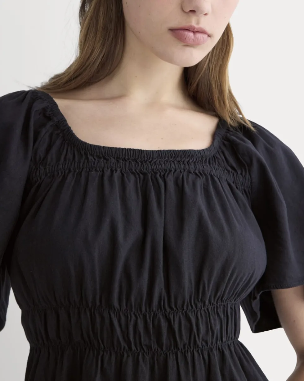 The Flutter-Sleeve Top in Stretch Linen