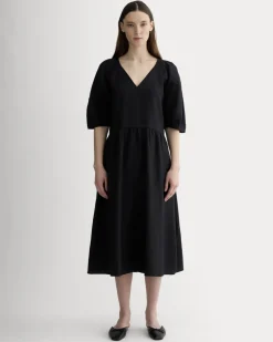 The Linen Oversized Puff-Sleeve Dress