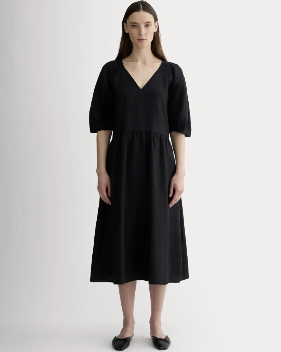 The Linen Oversized Puff-Sleeve Dress