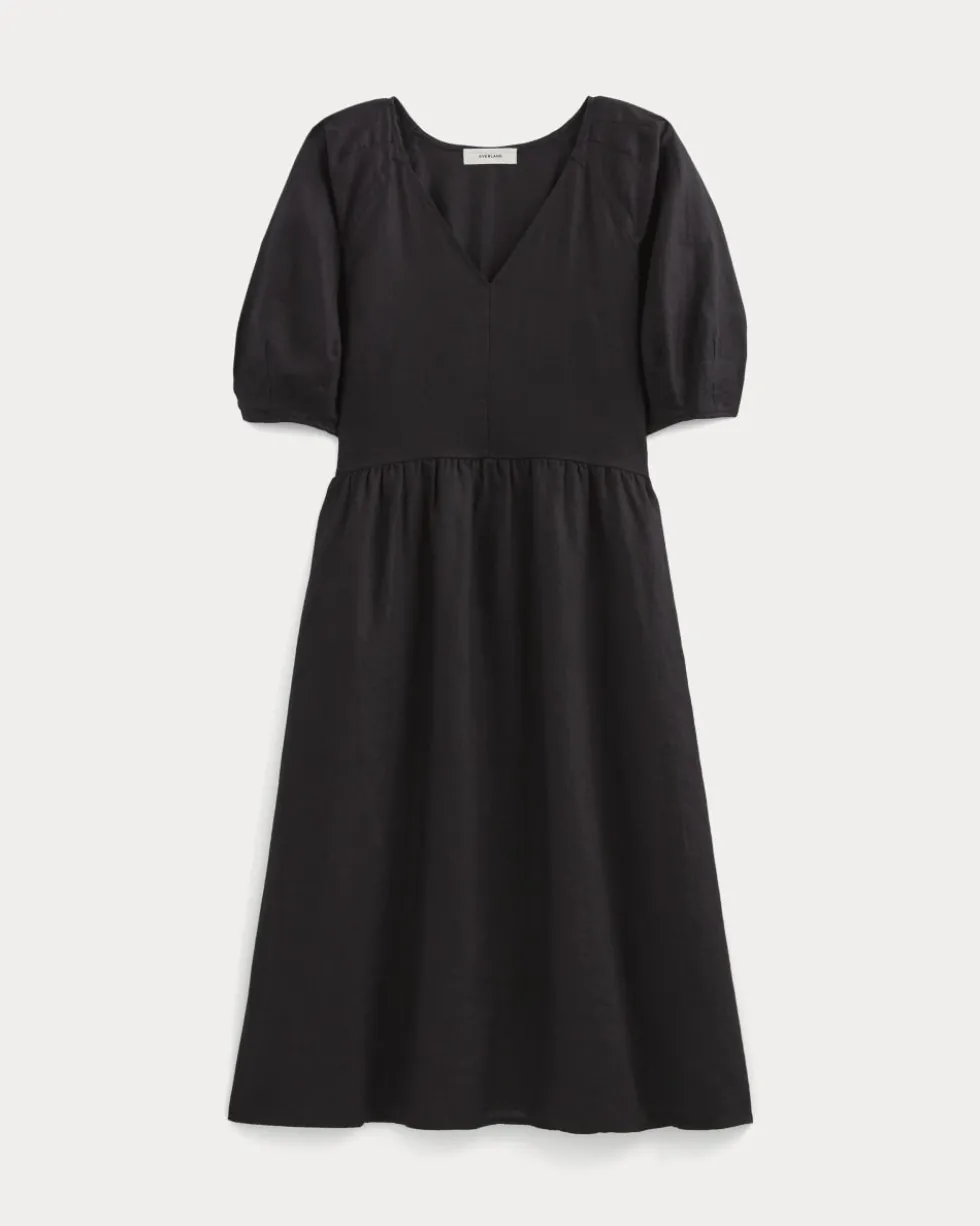 The Linen Oversized Puff-Sleeve Dress