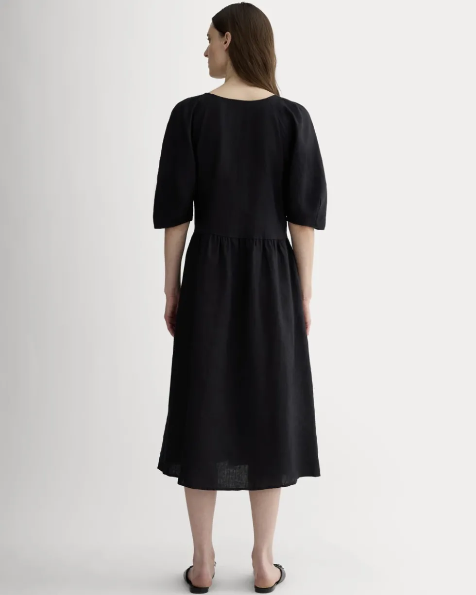 The Linen Oversized Puff-Sleeve Dress