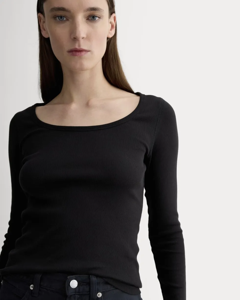 The Luxe Rib Long-Sleeve Scoop-Neck Tee