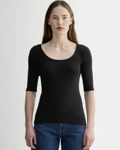 The Luxe Rib Scoop-Neck Tee