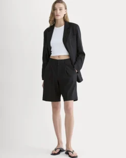 The Pleated Short in Stretch Linen