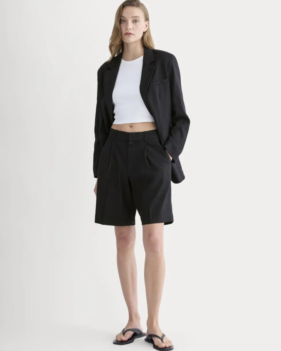The Pleated Short in Stretch Linen