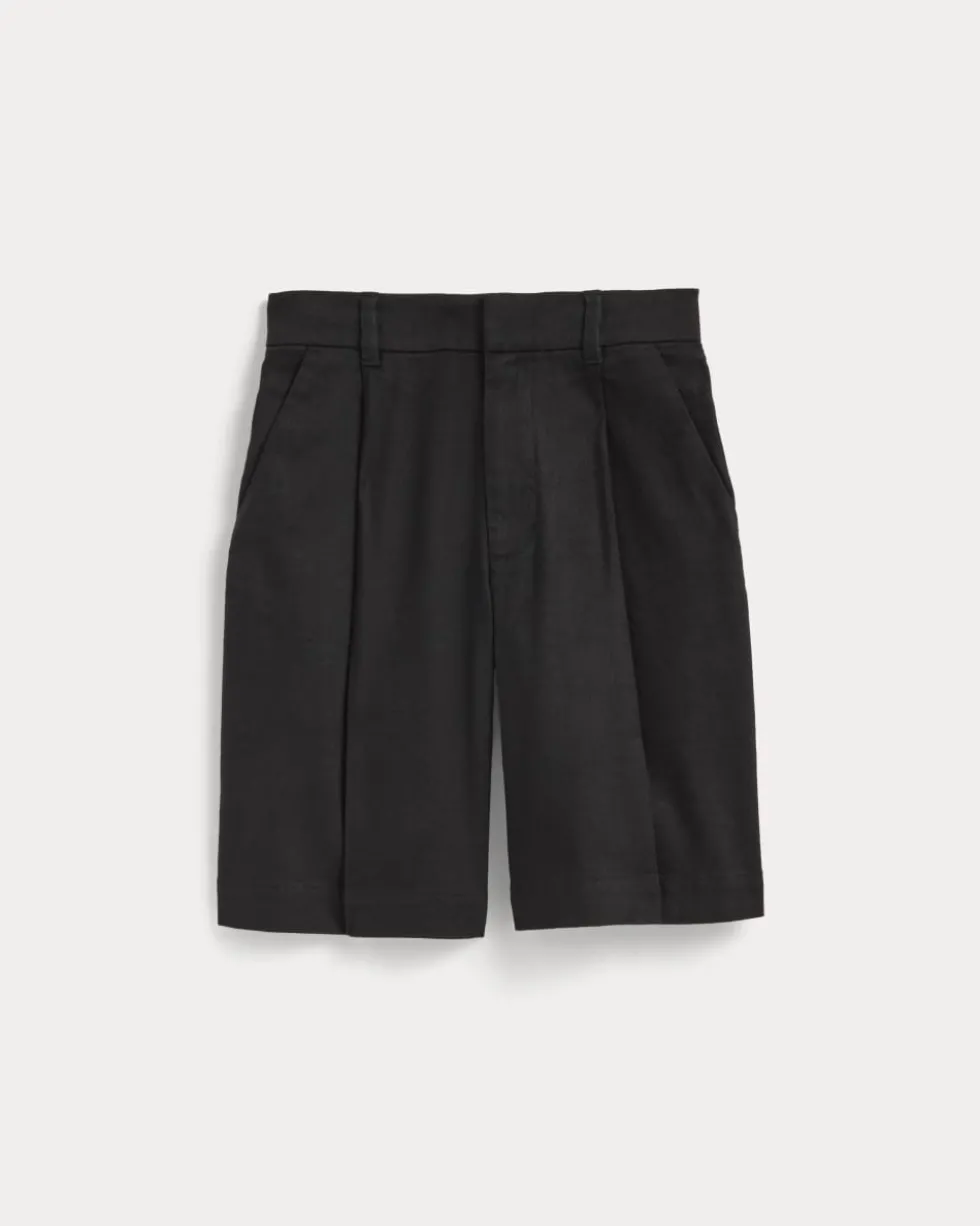 The Pleated Short in Stretch Linen