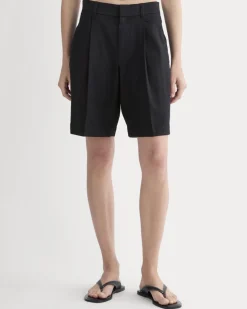 The Pleated Short in Stretch Linen