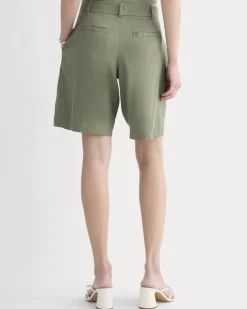 The Pleated Short in Stretch Linen