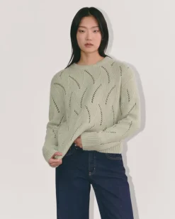 The Pointelle Sweater in Cloud