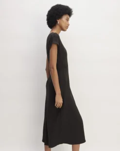 The Rib-Knit Cap-Sleeve Midi Dress