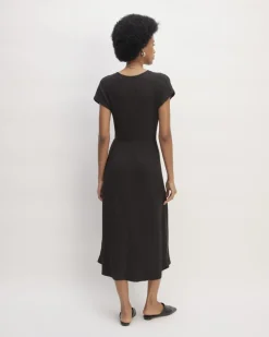 The Rib-Knit Cap-Sleeve Midi Dress