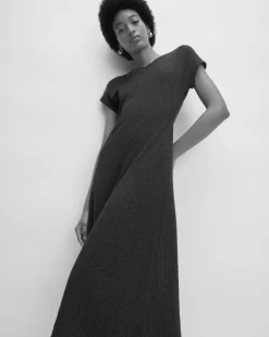 The Rib-Knit Cap-Sleeve Midi Dress