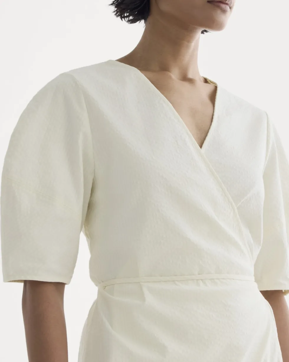 The Seersucker Mini Wrap Dress