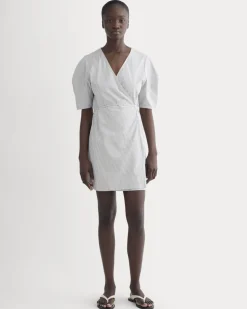 The Seersucker Mini Wrap Dress