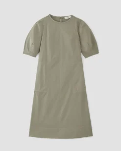 The Short-Sleeve Puff Midi Dress