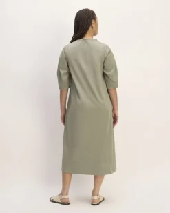 The Short-Sleeve Puff Midi Dress