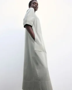 The Short-Sleeve Puff Midi Dress