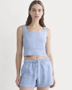 The Square Tank in Stretch Linen