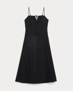 Tie-Neck Dress in Stretch Linen