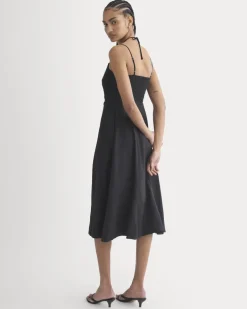 Tie-Neck Dress in Stretch Linen