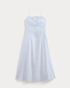 Tie-Neck Dress in Stretch Linen