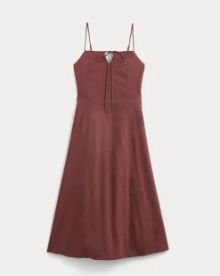 Tie-Neck Dress in Stretch Linen