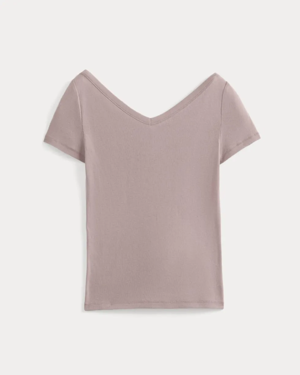 Tissue Short-Sleeve V-Neck Top