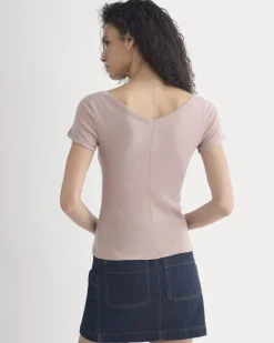 Tissue Short-Sleeve V-Neck Top