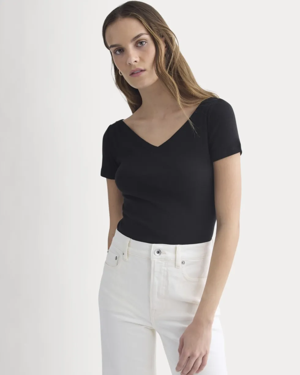 Tissue Short-Sleeve V-Neck Top
