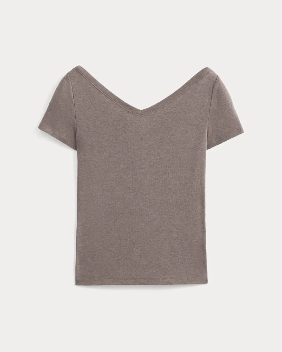 Tissue Short-Sleeve V-Neck Top