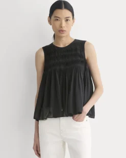 Twisted Pleat Tank in Silk Georgette