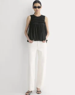 Twisted Pleat Tank in Silk Georgette
