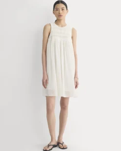 Twisted Pleated Mini Dress in Silk Georgette